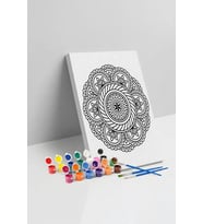 Oval Çiçek Mandala Tuval Boyama Seti 40x50 cm