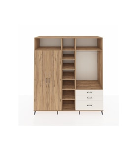 Kronos Dolap 9 Raflı 3 Çekmeceli 2 Askılı 220x59x243 Çam-Çam/Aytaşı