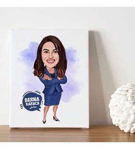 İş Kadını Kişiye Özel Karikatürlü Kanvas