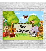 Safari Temalı Doğum Günü Afişi