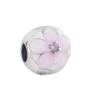 Nur Silver Durdurucu Pembe Çiçek Gümüş Charm NUR-BL10028