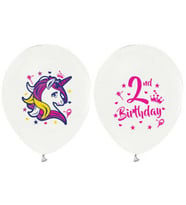 Balon baskılı lisanslı 12 inc 4+1 unıcorn 2 yaş beyaz pk:100-