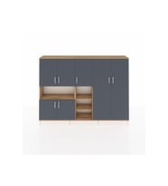 Arges Dolap 13 Raflı 7 Kapaklı 220x30x163 Çam-Antrasit/Çam