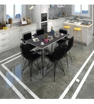 Knsz masa sandalye takımı hem75mazlum grisyh 130*090 klçsm 6 sandalye syhsyh kolçaklı sırt minderli