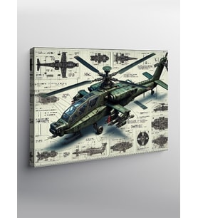 Kanvas Tablo Teknik Apachie Helikopter Çizimi