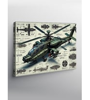 Kanvas Tablo Teknik Apachie Helikopter Çizimi
