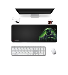 SonicTouch UltraGrand Siyah Neon Yeşili Soldier Dikişsiz Xxl Gaming Oyuncu Klavye Mouse Pad 40x90Cm
