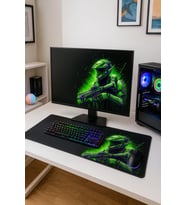 SonicTouch UltraGrand Siyah Neon Yeşili Soldier Dikişsiz Xxl Gaming Oyuncu Klavye Mouse Pad 40x90Cm