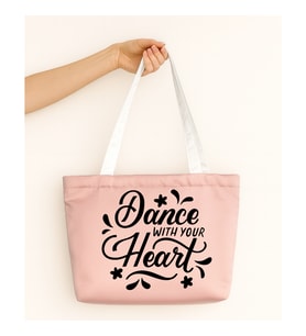 Dance With Your Heart Tasarım Mat Saten Çanta (Pudra Pembe)