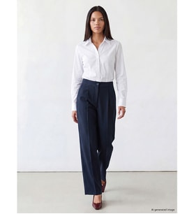 LCW Modest Lacivert Beli Lastikli Geniş Paça Pileli Kadın Pantolon