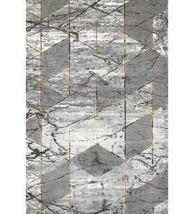Gri Halı Modern Stil Geometrik Desenli Salon Halısı Dijital Baskı Kaymaz Tabanlı Pamuk-Polyester Karışım