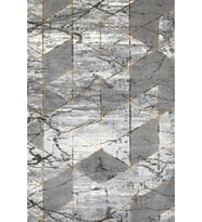Gri Halı Modern Stil Geometrik Desenli Salon Halısı Dijital Baskı Kaymaz Tabanlı Pamuk-Polyester Karışım