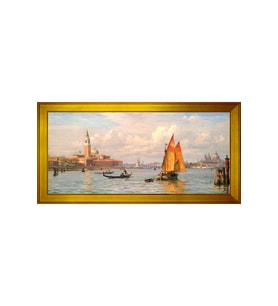 Manzara Temalı Kanvas Tablo 50 x 70 cm Gold Çerçeve
