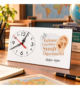 İşitme Engelliler Öğretmenine İsme Özel Masa Saati