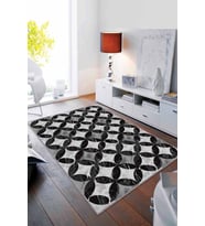 Siyah Mermer Görünümlü Kaymaz Tabanlı Dekoratif Halı RV133 - 100 x 160 cm