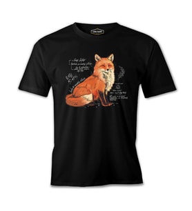 A Fox Sketch with Handwritten Notes Siyah Erkek Tshirt