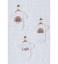 Pia Baby Premium %100 Pamuk İsme Özel Organik Baskılı Üçlü Set Çıtçıtlı Bebek Body Zıbın Modelleri 5035-18 (Ekru)