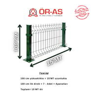 100'lük panel Takım - 15 mt + 1 direk Avantaj Paket Yeşil Renk (Y.Yeşil)