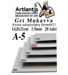 A5 Mukavva Gri 1.5 mm 20 Adet 1 Paket 14,8x21 cm A-5 Mukavva 1,5 mm Kalınlığında A-5 Mukavva