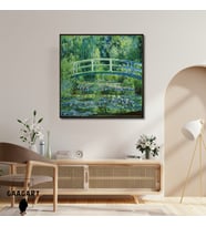 Kare Kanvas Tablo Ünlü Eserler Monet Water Lilies and Japanese Bridge