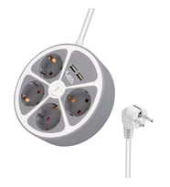 Ayt Vea Ve-G604YU 4 lü Grup Priz 1.5 Metre Uzatma Kablosu Usb li Yuvarlak 3680 Watt 16 Amper Destekli Isınmaz Priz