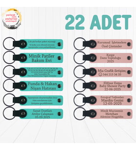 Turkuaz & Y Ağzı, 22’li Set, Kişiselleştirilebilir Yazılı Anahtarlık, Minik Öğrenciler İçin Hatıra