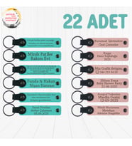 Turkuaz & Y Ağzı, 22’li Set, Kişiselleştirilebilir Yazılı Anahtarlık, Minik Öğrenciler İçin Hatıra