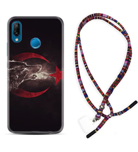 Huawei P20 Lite Mate 10 20 Lite Pro P40 Lite KılıfBoyun Asklı Rasta Silikon Kurt ve Ay Yıldız 1403