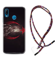 Huawei P20 Lite Mate 10 20 Lite Pro P40 Lite KılıfBoyun Asklı Rasta Silikon Kurt ve Ay Yıldız 1403