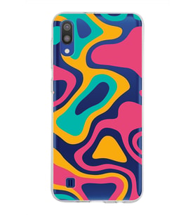 Samsung Galaxy M10 Kapak Renkli Desen Tasarımlı Şeffaf Silikon Kılıf
