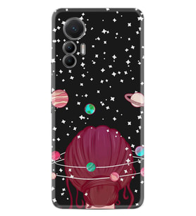Xiaomi 12 Lite Kılıf Resimli Desenli Baskılı Silikon Space Woman 1311