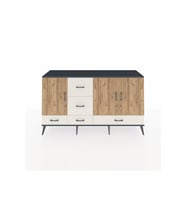 Hyperion Konsol 4 Raflı 5 Çekmeceli 3 Kapaklı 176x44x99 Antrasit-Çam/Aytaşı