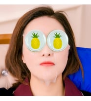 Ananas Desenli Soğuk Sıcak Jel Göz Maskesi Buz Rahatlatıcı Kozmetik Yüz Yogası 2'li Maske