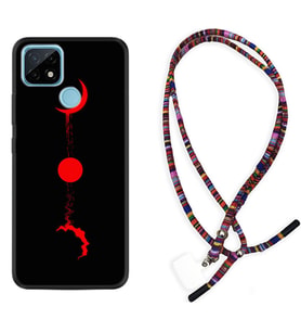 Realme C11 C21 C21Y C25Y C11 2021 Kılıf Boyun Asklı Rasta Silikon Red Moon 1710