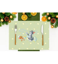 Adawall Home Green Tom & Jerry Kumaş Amerikan Servis 4'lü Set 35X50CM