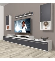 Decoraktiv Ekoflex 270TA Mdf Tv Ünitesi Tv Sehpası - Beyaz Antrasit (Beyaz - Antrasit)