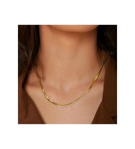 İtalyan Ezme Çelik Zincir Kolye Gold Renk Çelik Kolye Unisex Ürün