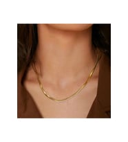 İtalyan Ezme Çelik Zincir Kolye Gold Renk Çelik Kolye Unisex Ürün