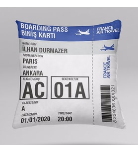 Uçak Bileti Tasarımlı Baskılı Yastık-3