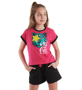 Wild And Free Kız Çocuk T-shirt Şort Takım (Pembe)