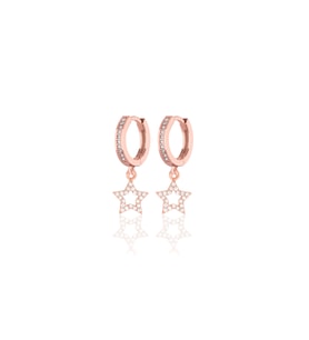 AZURİS 925 AYAR GÜMÜŞ TAŞLI YILDIZ KÜPE (Rose)