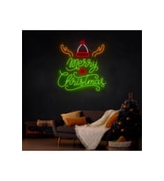 Merry Christmas Yazılı ve Şekilli Neon Tabela
