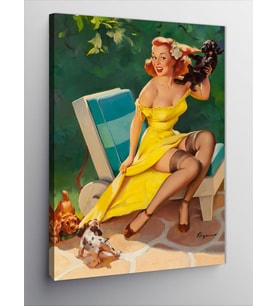 Kanvas Tablo Eteği Açılan Pin Up Kadın