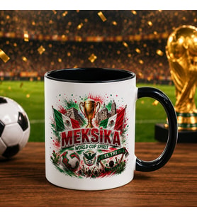 BK Gift Meksika Taraftar Temalı Dünya Futbol Kupası Tasarımlı Siyah Kupa Bardak