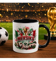 BK Gift Meksika Taraftar Temalı Dünya Futbol Kupası Tasarımlı Siyah Kupa Bardak