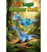 2'li Dinozor Lego Uyumlu Blok Seti - Mosasaurus & Brontosaurus Eğitici Yapboz Oyuncak (135 Parça)