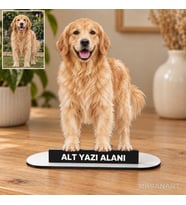 Evcil Hayvan Fotoğraflı MDF Temalı Kişiye Özel Karikatürlü 18 cm MDF Masaüstü Biblo - Masaüstü Hediye Süsü