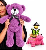 Pembe Kaplumbağa Masa Lambası ve Büyük Boy Mor Peluş Ayıcık – Sevgiliye Doğum Günü Yıl Dönümü Hediyesi