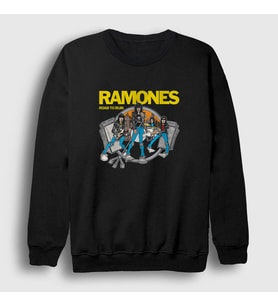 Presmono Unisex Siyah Road To Run Ramones Sweatshirt 170438tt