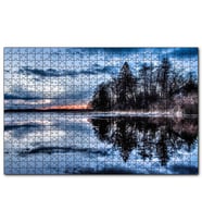 Cakapuzzle Kıpırtısız Göl Ağaçlar ve Bulutlu Gökler  Puzzle Yapboz MDF (Ahşap) (120 Parça)